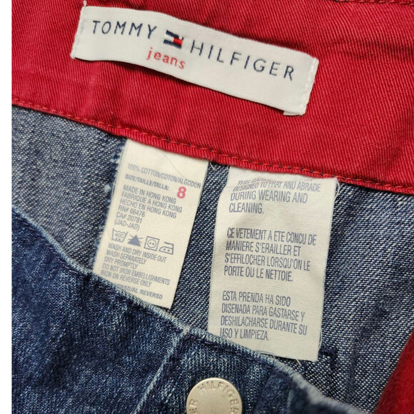 Y2K Tommy Hilfiger Jeans 8 Skirt Patch Logo Street Wear - Picture 6 of 7